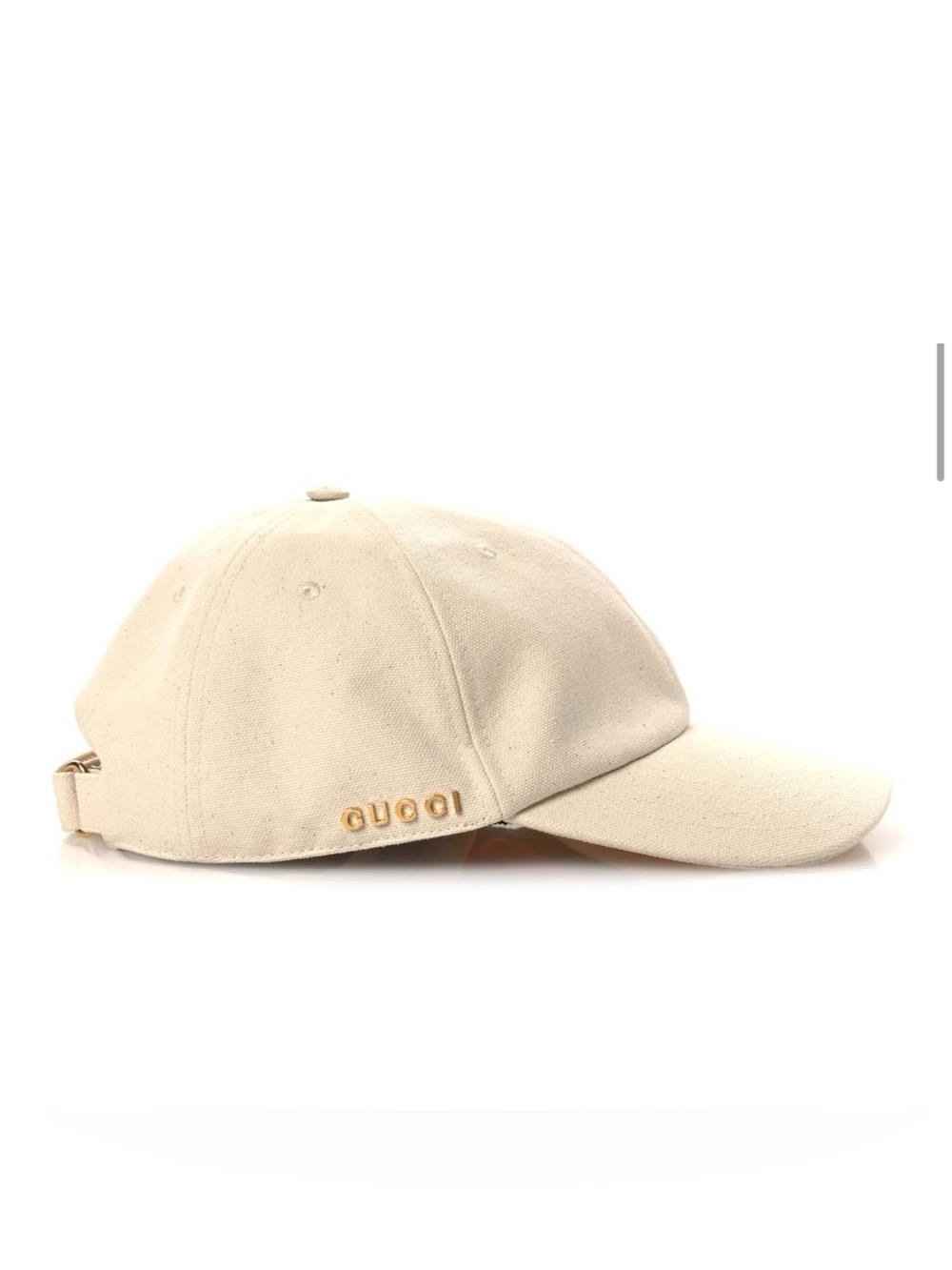 Gucci, gold logo Cream Canvas Baseball Cap size XL made in Italy